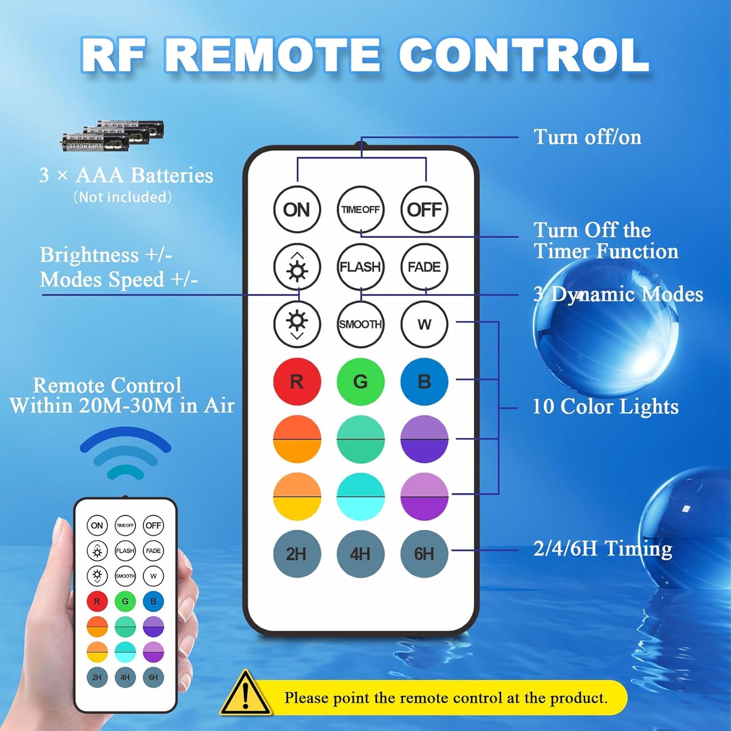 Pool Lights with Remote, 10 Color Changing Pool Lights
