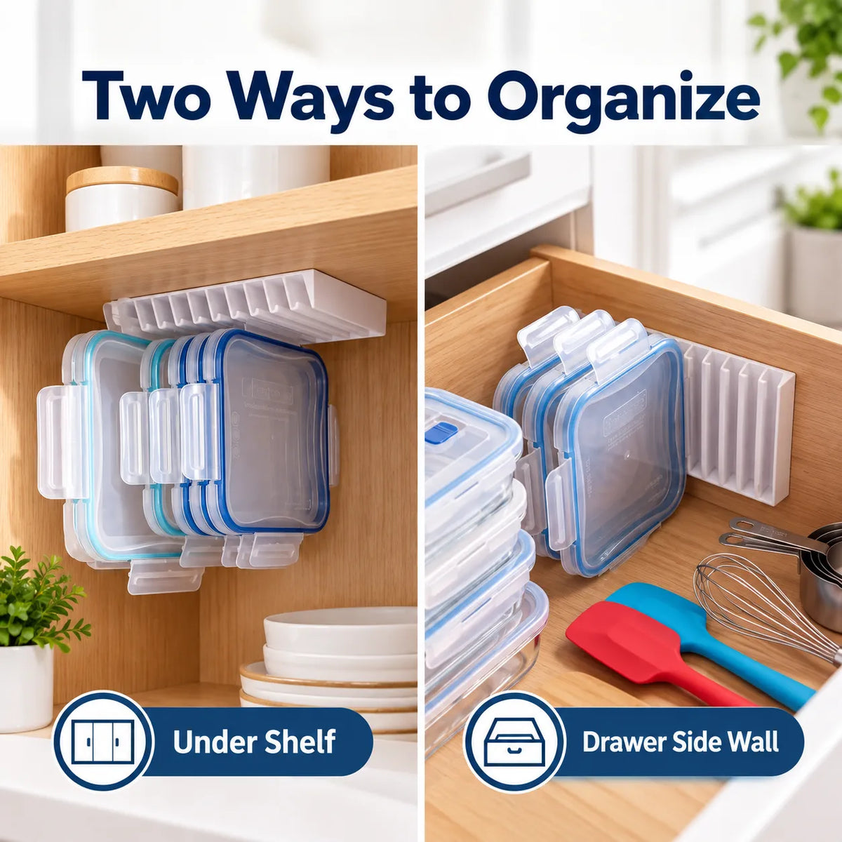 🎁5-Slot Food Container Lid Organizer – 2-Pack