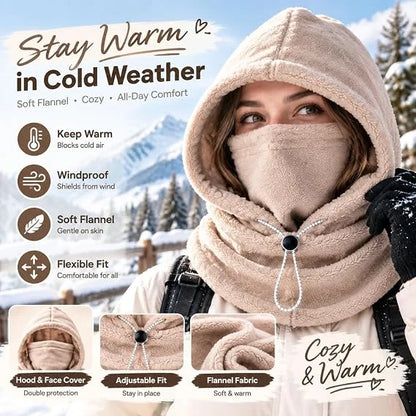 🎁3-in-1 Winter Fleece Balaclava Hood With Adjustable Drawstring
