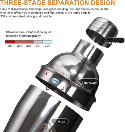 10-Piece Stainless Steel Cocktail Shaker & Bartender Kit
