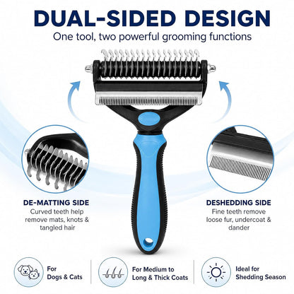 ❤️2-in-1 Undercoat Rake & Deshedding Brush for Dogs & Cats