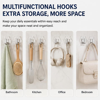 Water Ripple Hexagonal Self Adhesive Hooks, Multipurpose Drill-Free Adhesive Wall Hooks