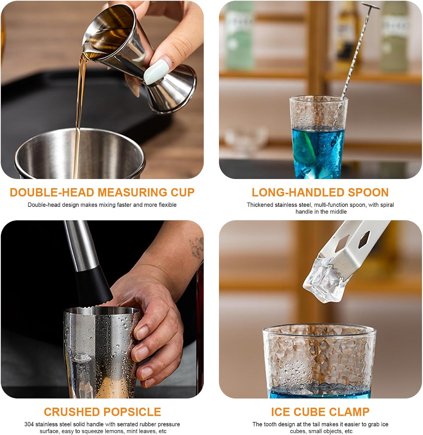 10-Piece Stainless Steel Cocktail Shaker & Bartender Kit