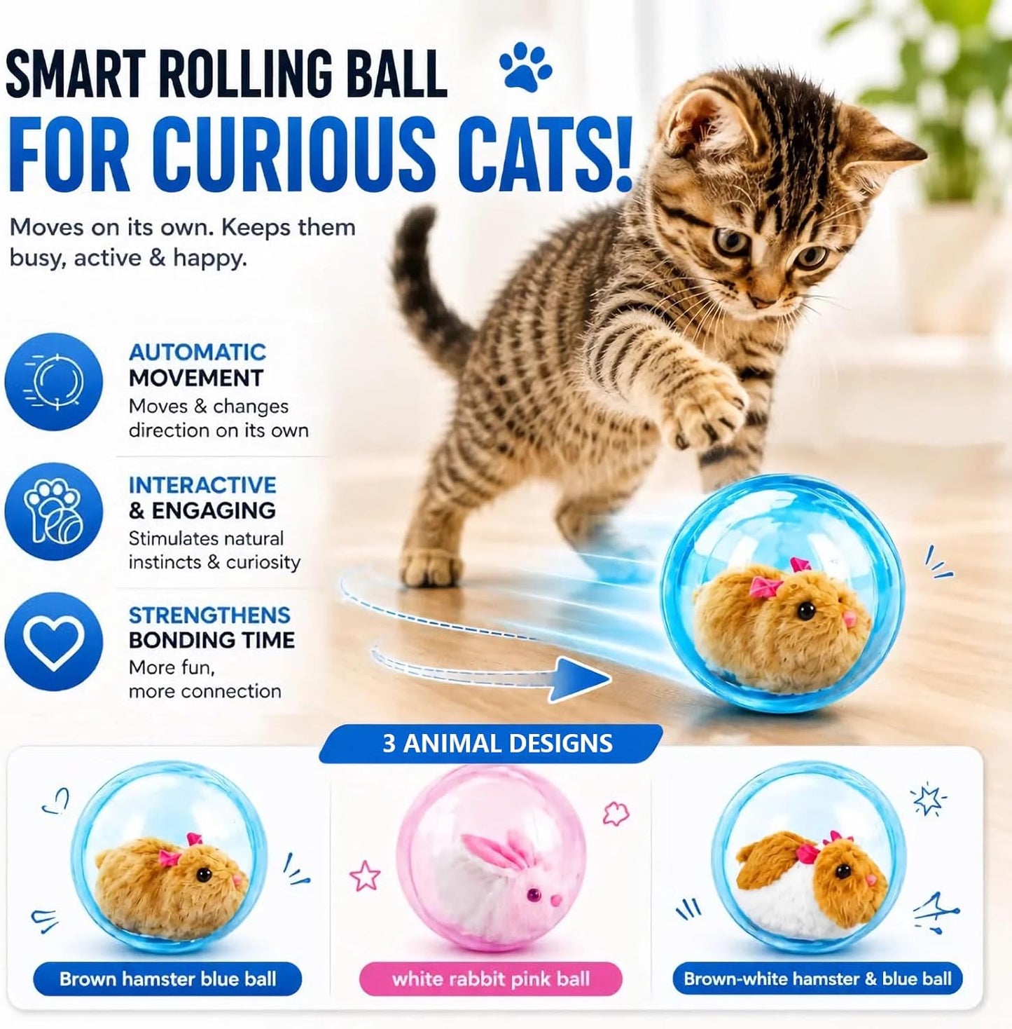 2026 New Self-Rolling Interactive Cat Ball
