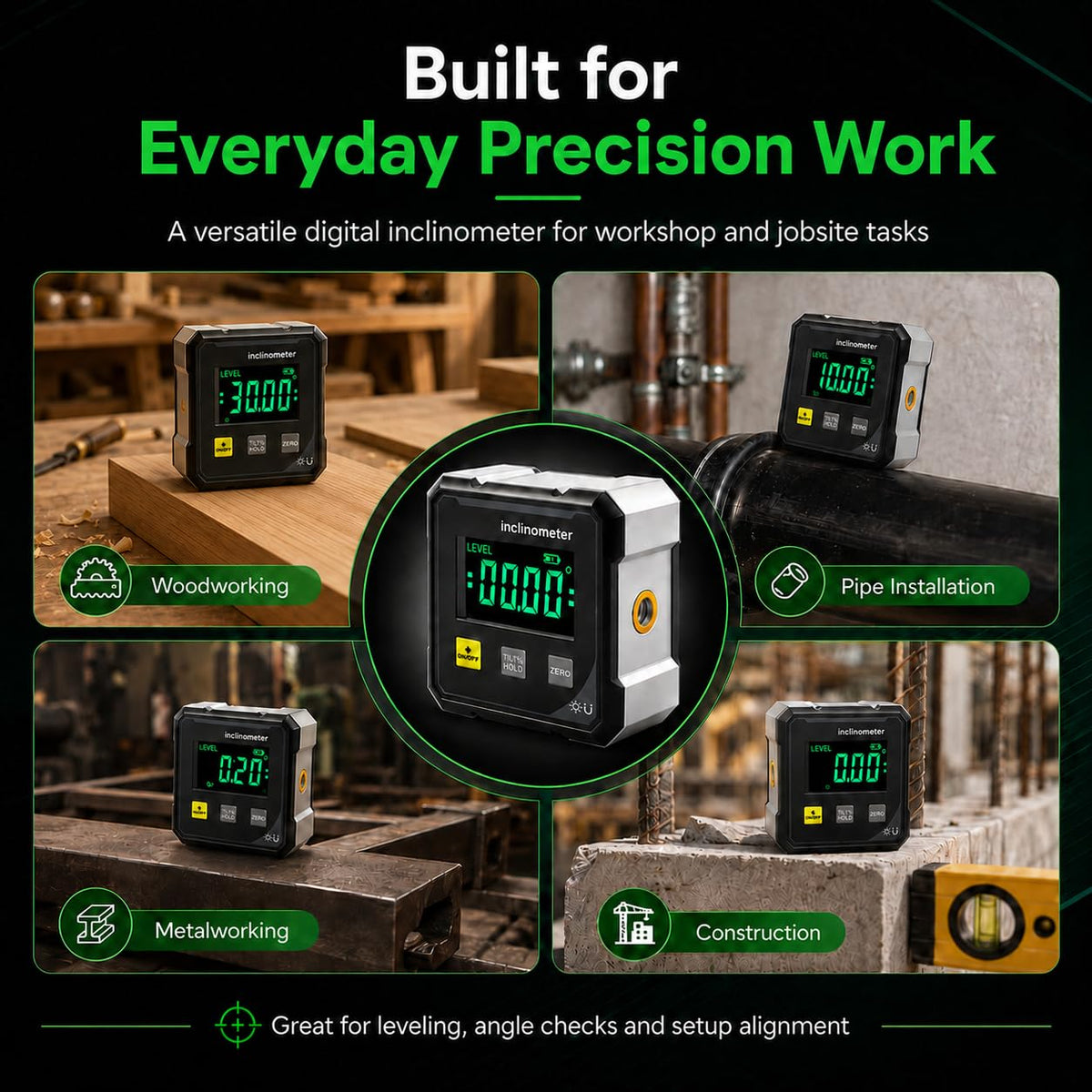 Digital Angle Finder Protractor With 4-Side Magnetic Base