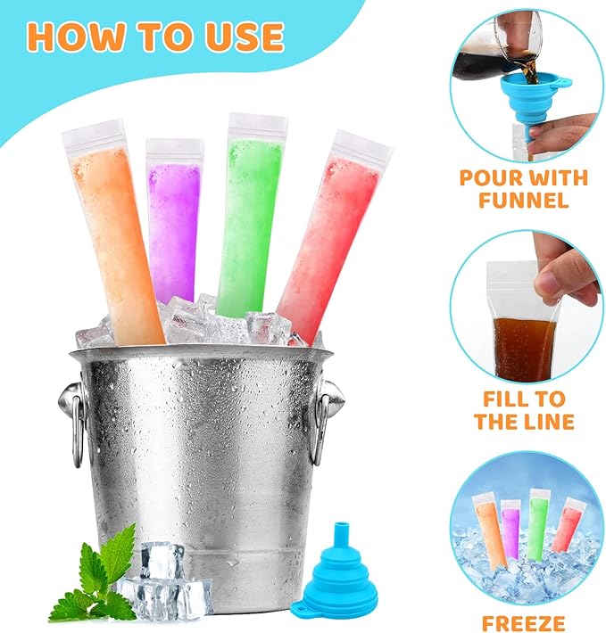 100 Disposable Ice Popsicle Mold Bags