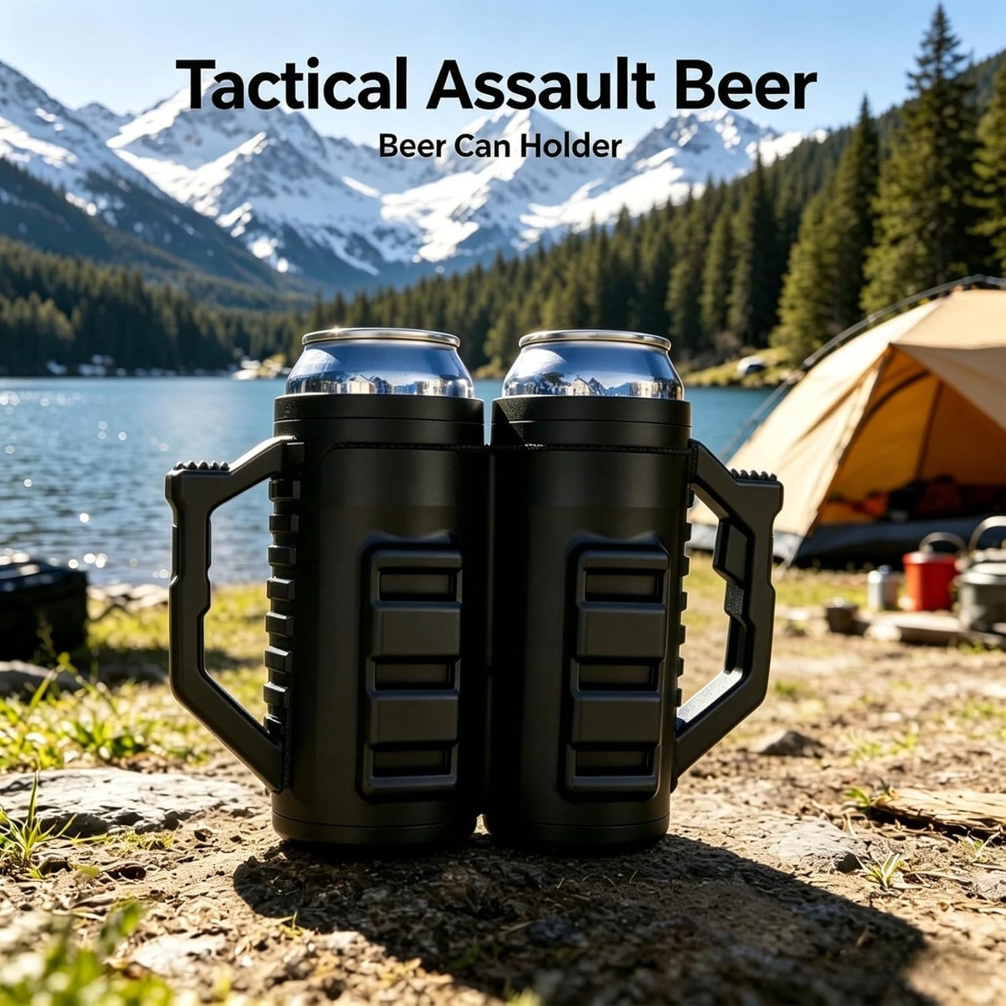 Tactical Assault Beer Can Holder – Double Can Reload Koozie for Tailgating & Outdoor Fun 🍻🔥