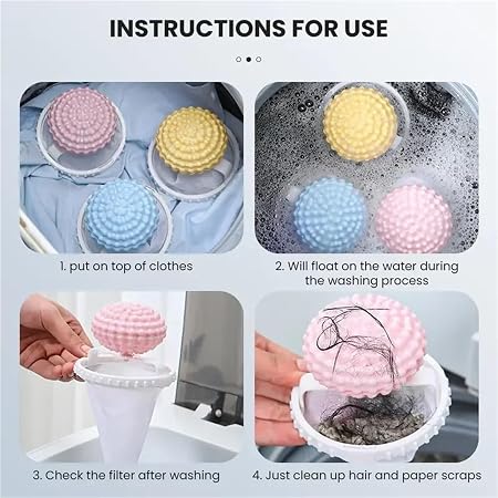 🎁3-Pack Silicone Sticky Ball Pet Hair & Lint Laundry Catcher