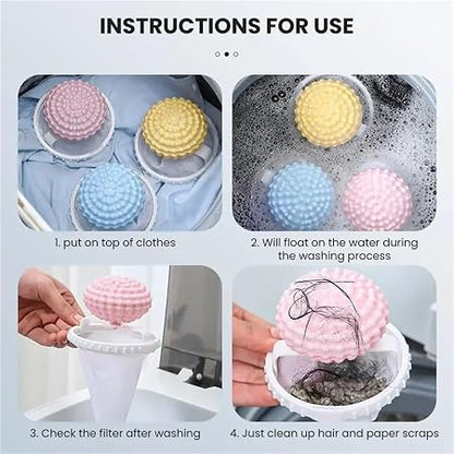 🎁3-Pack Silicone Sticky Ball Pet Hair & Lint Laundry Catcher