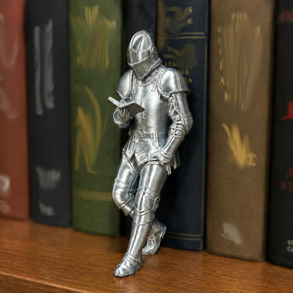 Medieval Reading Knight Figurine – Fantasy Bookshelf Decor