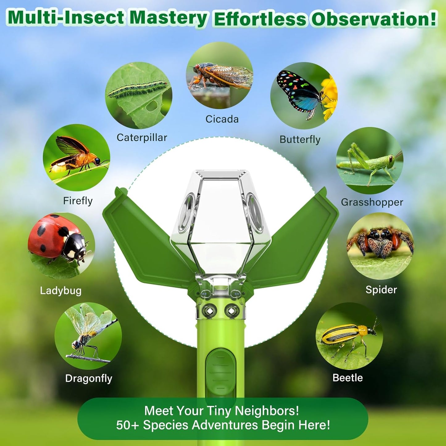 Bug Catcher for Kids, Insect Trap Kit with 6X Magnifier Glass