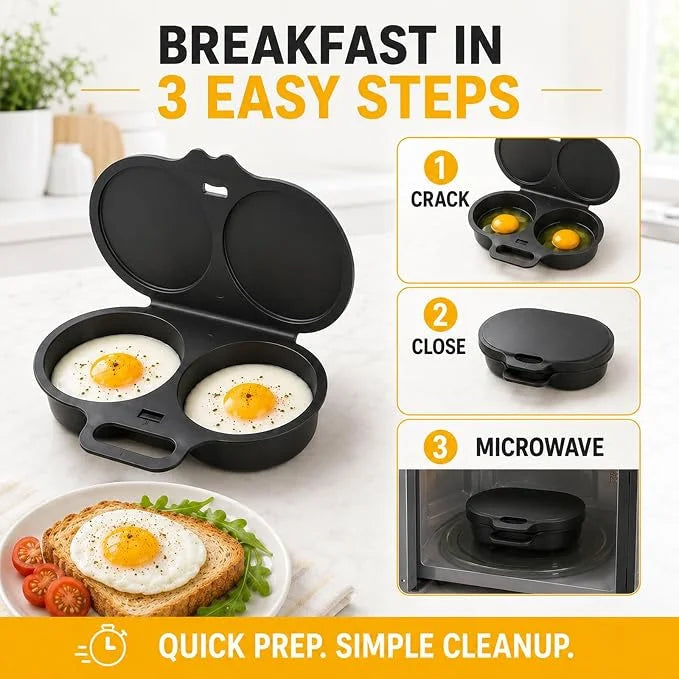 🎁2-Pack Round Microwave Omelette Maker With Dual Cavities