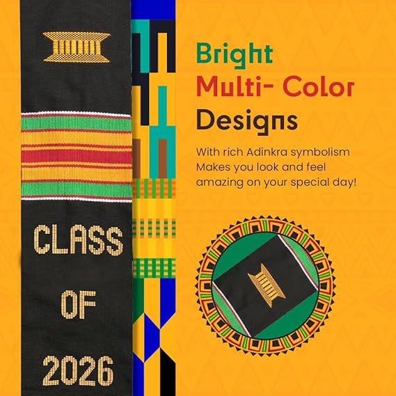 🎓 Kwabla’s Kente Graduation Stole Class of 2026 – Celebrate African Heritage With Pride ✨