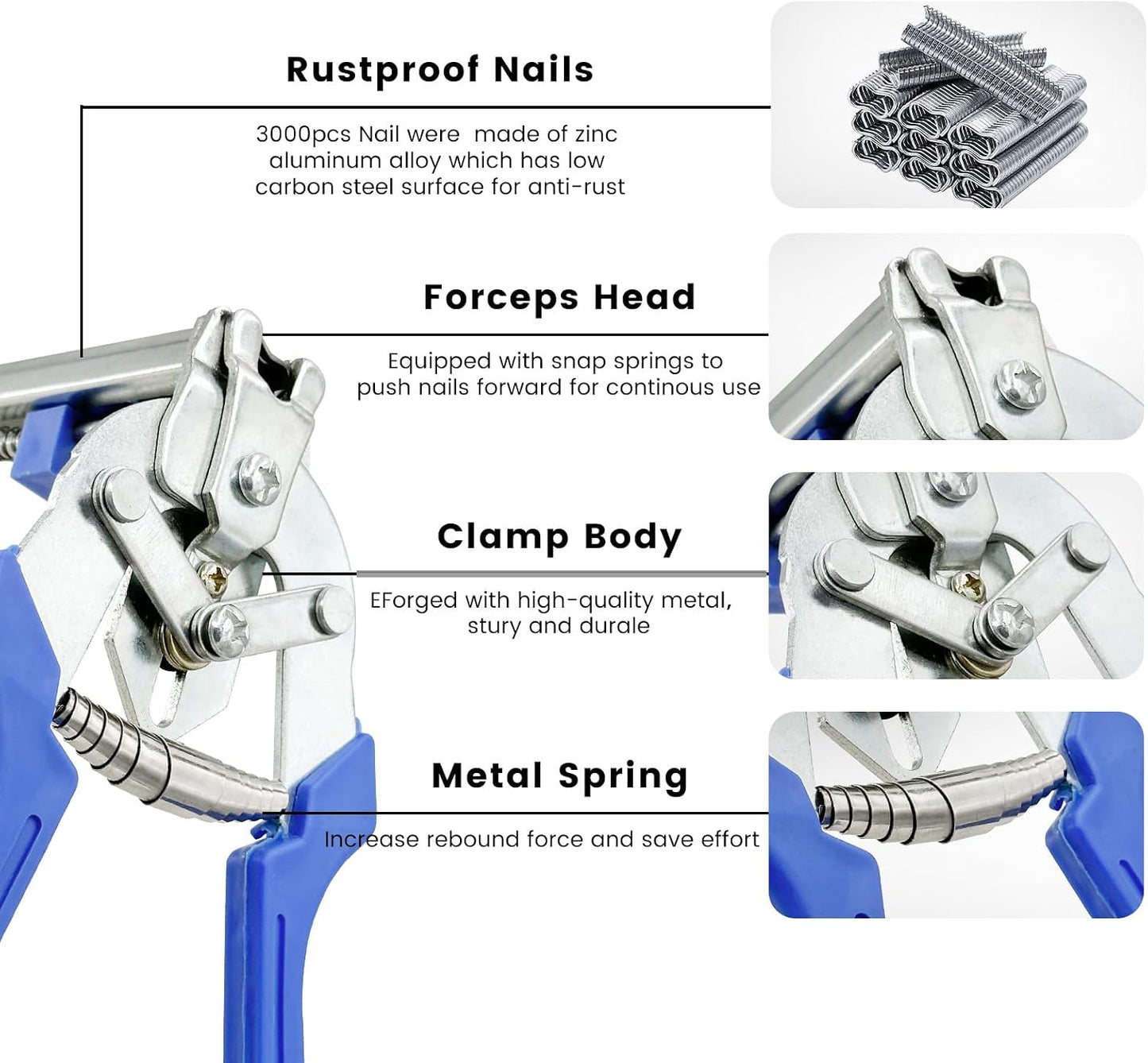 M-Type Hog Ring Pliers Kit with 1,200 Clips