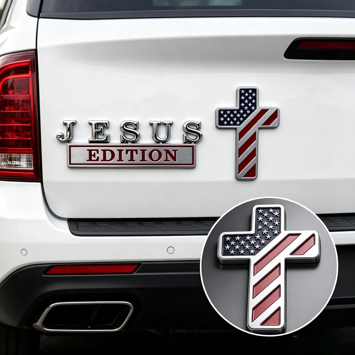 Blessed Jesus Edition Cross Car Emblem Metal Badge