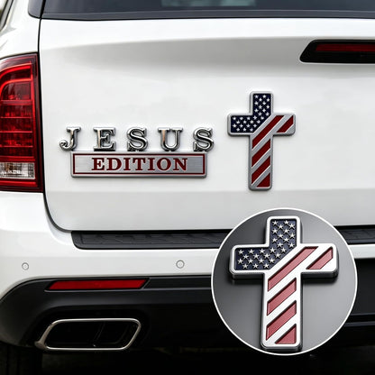 Blessed Jesus Edition Cross Car Emblem Metal Badge