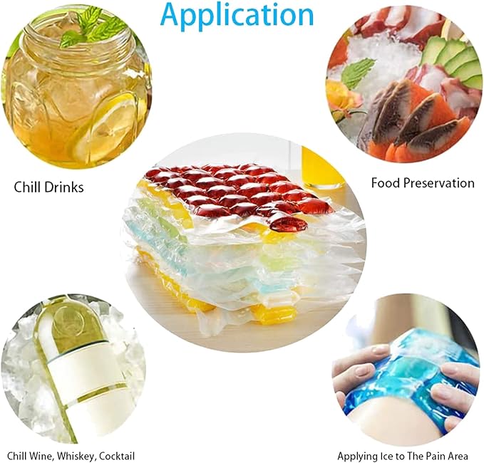 50 Counts Disposable Ice Maker Bags, Self-Sealing Freezer Trays with Funnel