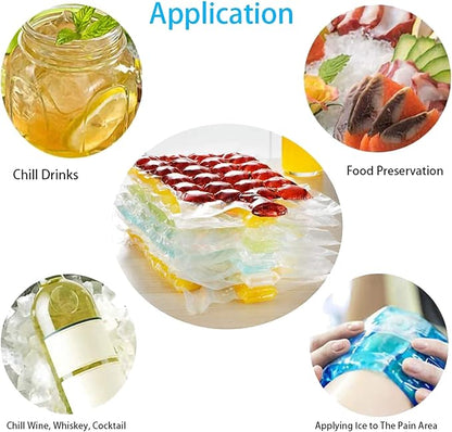 50 Counts Disposable Ice Maker Bags, Self-Sealing Freezer Trays with Funnel