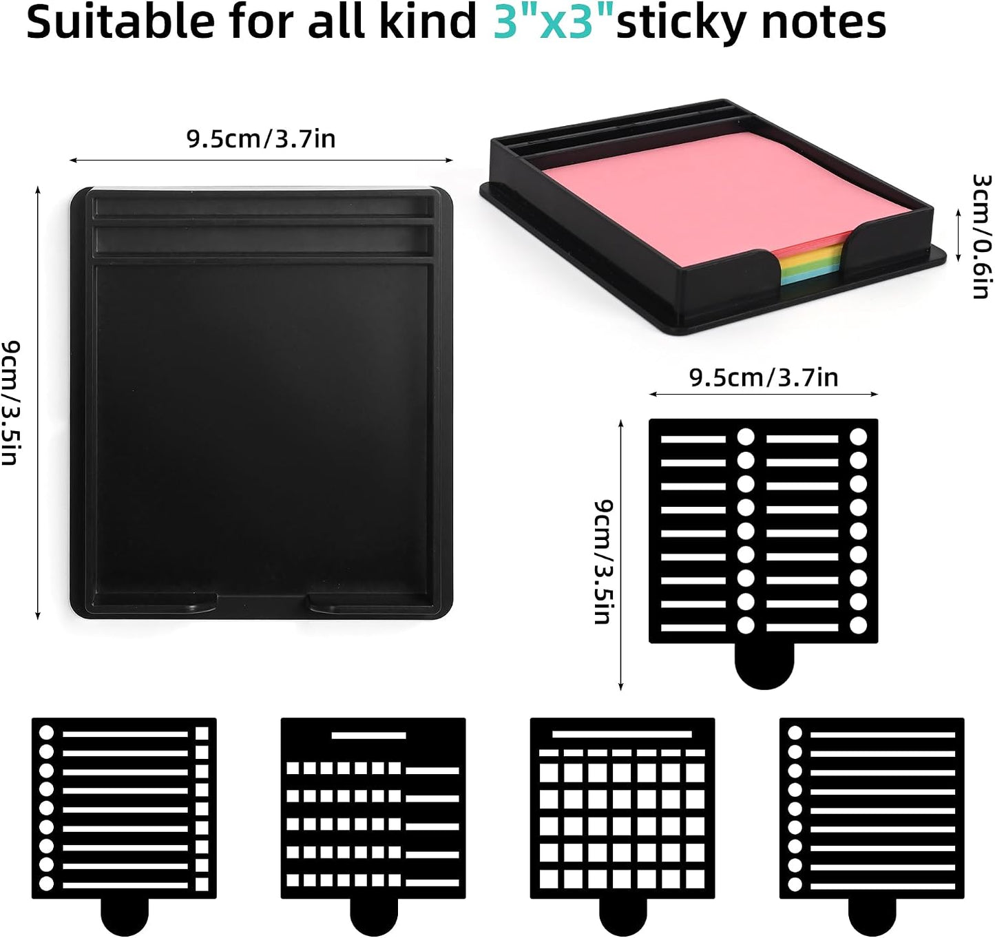 Sticky Note Stencil and Holder with Five Different Stencil