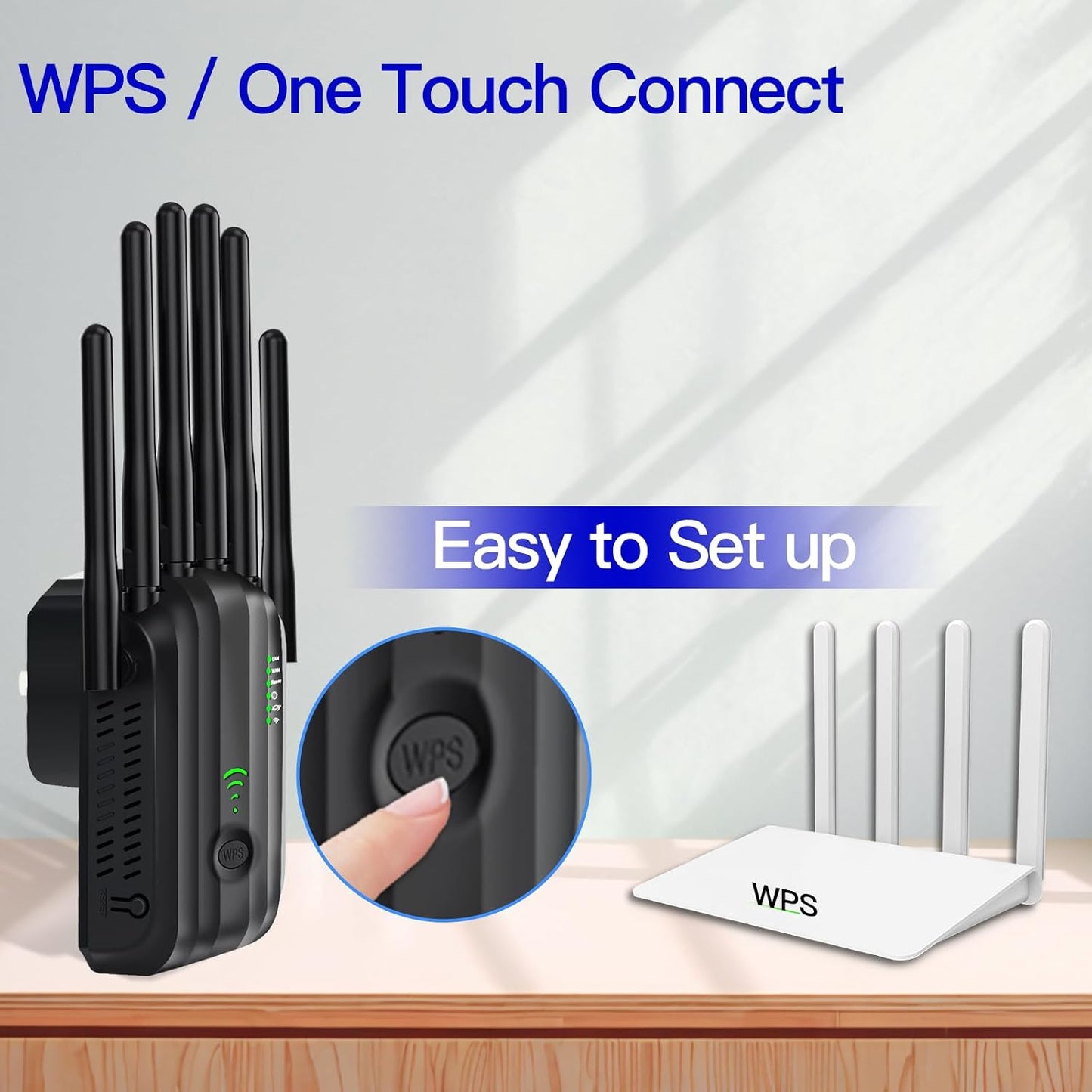 Upgrade WiFi Extender Signal Booster with 6 Antennas