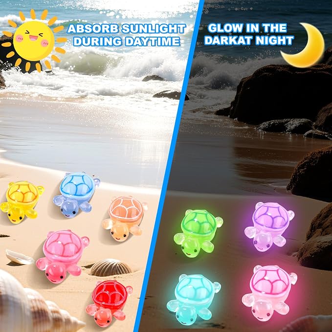 100 Pcs Mini Resin Turtles Glow in the Dark