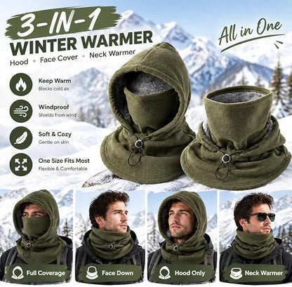 🎁3-in-1 Winter Fleece Balaclava Hood With Adjustable Drawstring