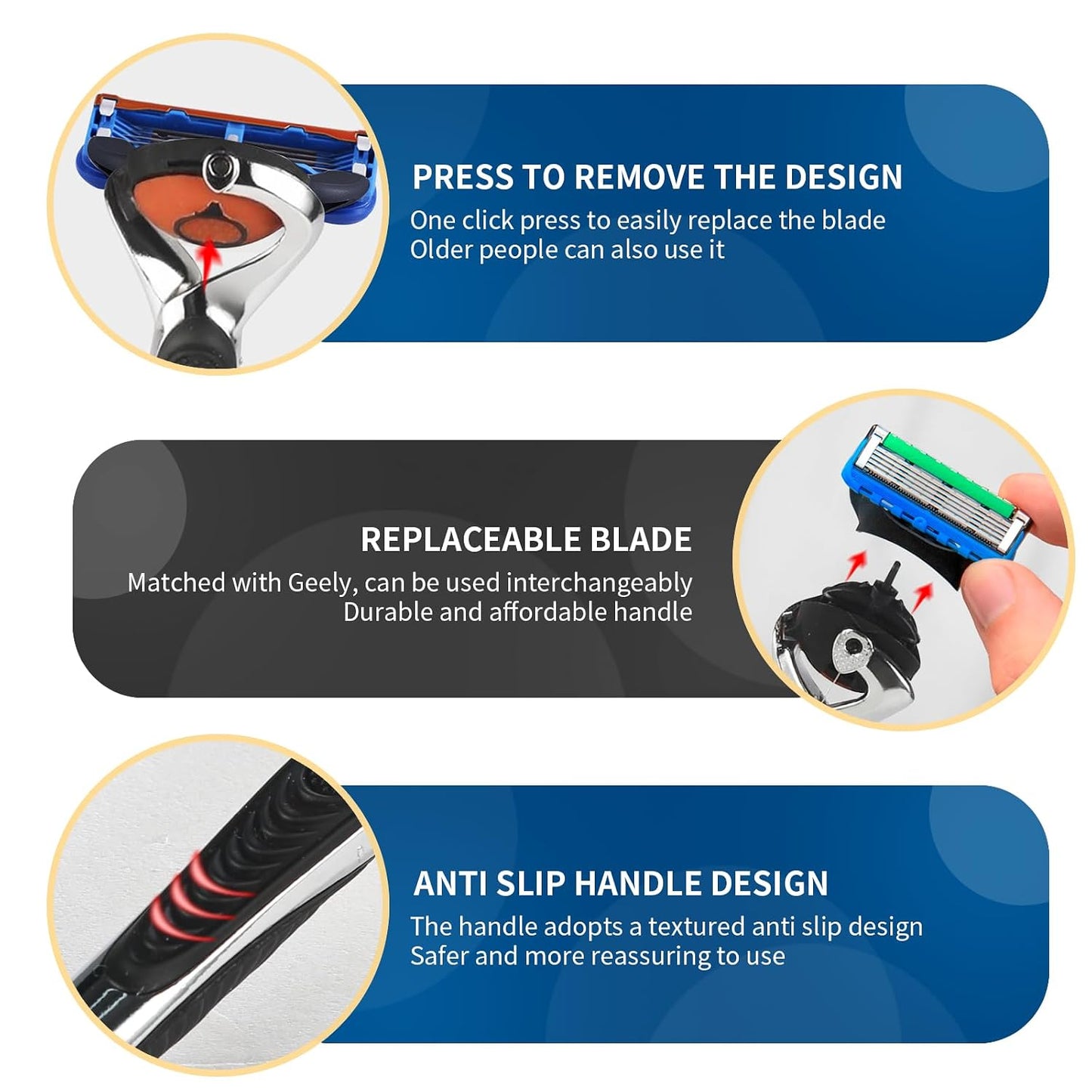 Men's Razor Blade Replacement Refills with Handle