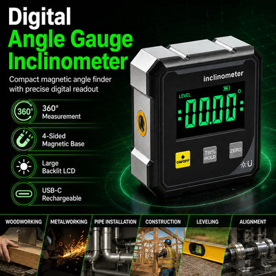 Digital Angle Finder Protractor With 4-Side Magnetic Base