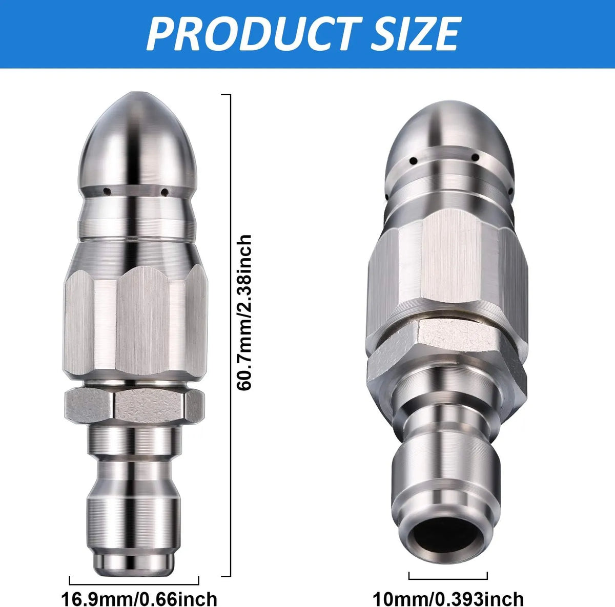 2Pcs 5000 PSI High-Pressure Sewer Jetter Nozzles With 1/4" Quick Connector