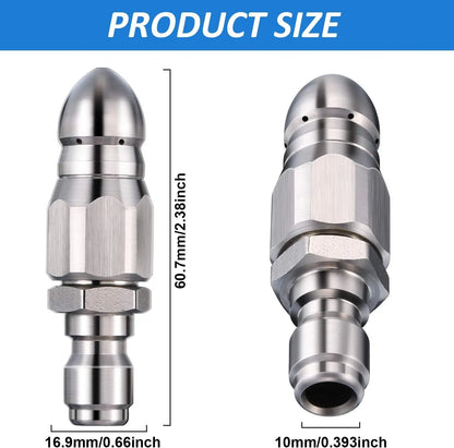 2Pcs 5000 PSI High-Pressure Sewer Jetter Nozzles With 1/4" Quick Connector