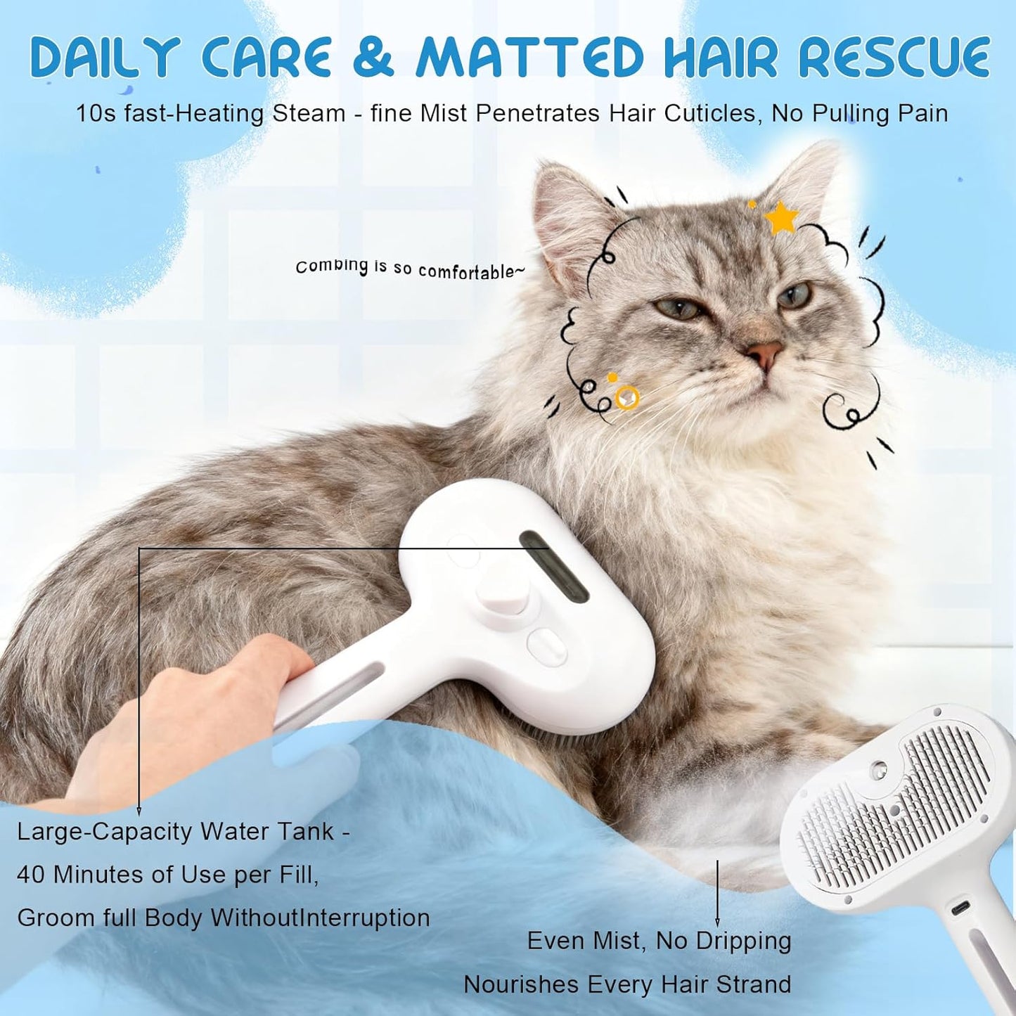 3 in 1 Pet Steam Brush-Shower Brush