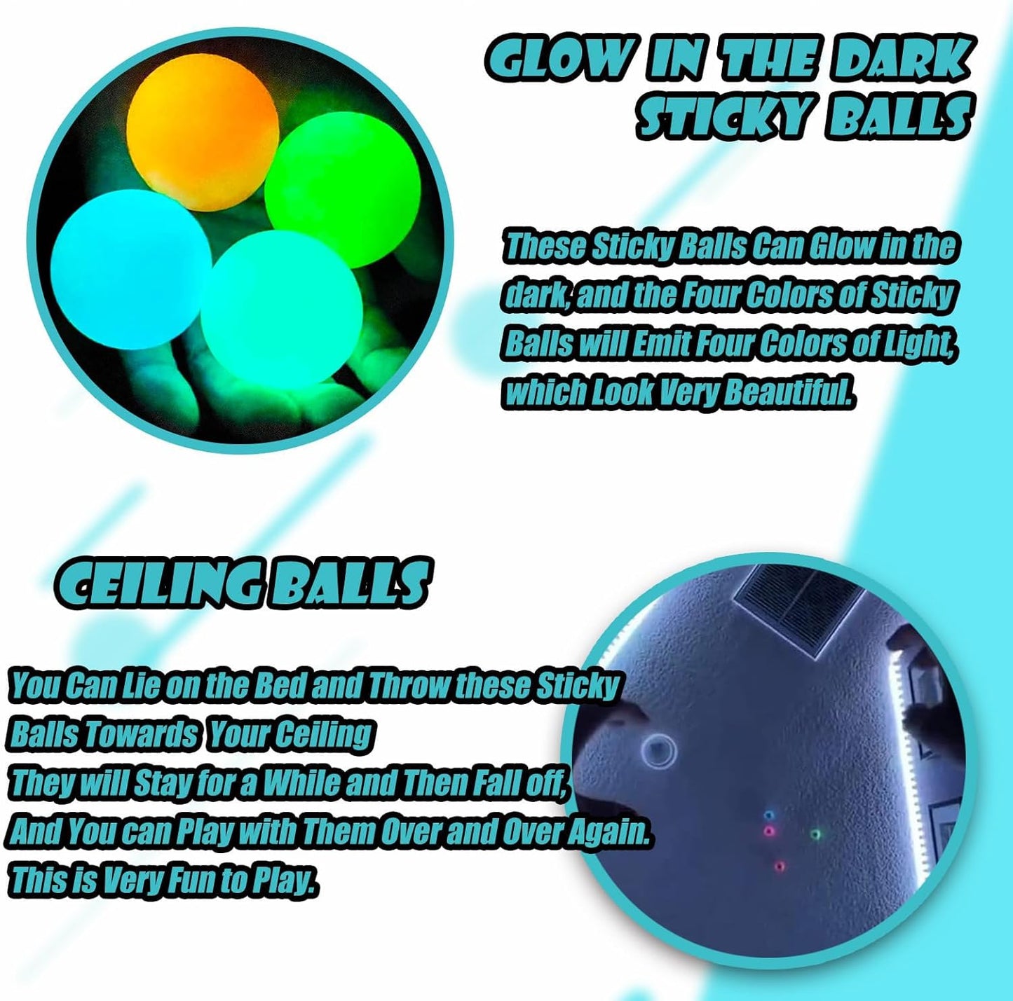 Glow in The Dark Sticky Balls that Stick to The Ceiling