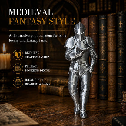 Medieval Reading Knight Figurine – Fantasy Bookshelf Decor
