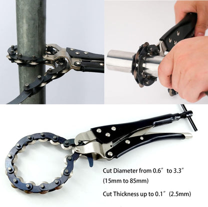 🔧 0.6″–3.3″ Chain Exhaust & Tailpipe Cutter | Easy Rolling-Blade Cutting