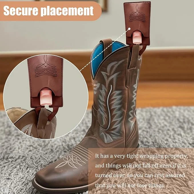 🎁2 Pcs Western Leather Boot Wallet Set With Snap Strap