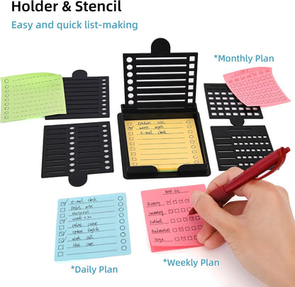 Sticky Note Stencil and Holder with Five Different Stencil