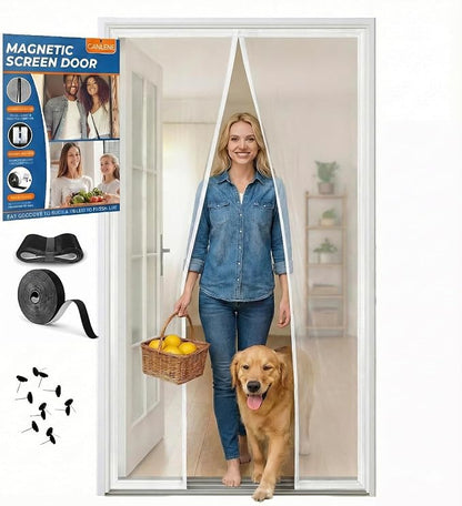 Premium Magnetic Screen Door, Heavy-Duty Reinforced Mesh