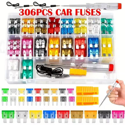 306PCS Car Blade Fuse Assortment Set – Automotive Replacement Fuse Kit with Fuse Puller & Circuit Tester