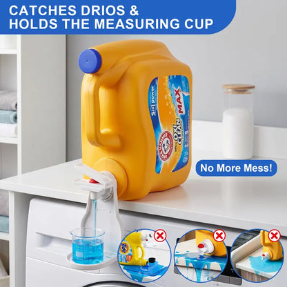 2PCS Laundry Detergent Dispenser Cup Holder with Upgraded Nozzle, Drip Tray & Easy Switch – No Mess Liquid Organizer for Laundry Room