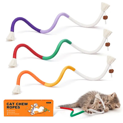 3pcs Interactive Cat Chew Rope Toys for Dental Care &amp; Play