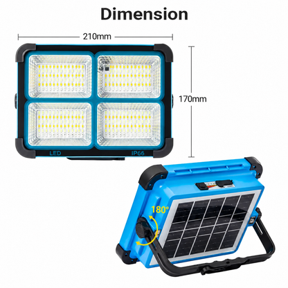 🎁Solar Rechargeable LED Work Light – 288 LEDs, Magnetic &amp; Waterproof