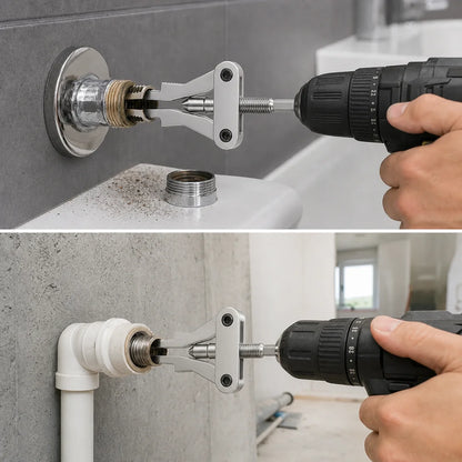 Universal Drill-Driven Broken Pipe Thread Extractor Set