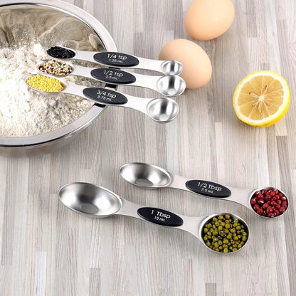 🎁9-Piece Magnetic Stainless Steel Measuring Spoon Set – Dual-Sided for Cooking & Baking