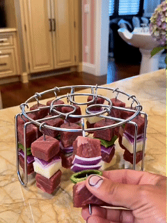 2 Pack Stainless Steel Air Fryer Skewer Rack, 360° No Flip Kabob Grill Stand