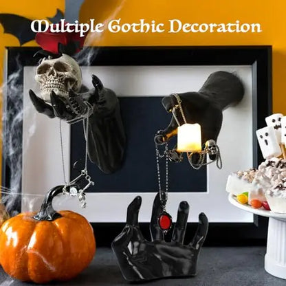 3-Pack Creepy Reaching Hands Halloween Wall Decor with LED Candles