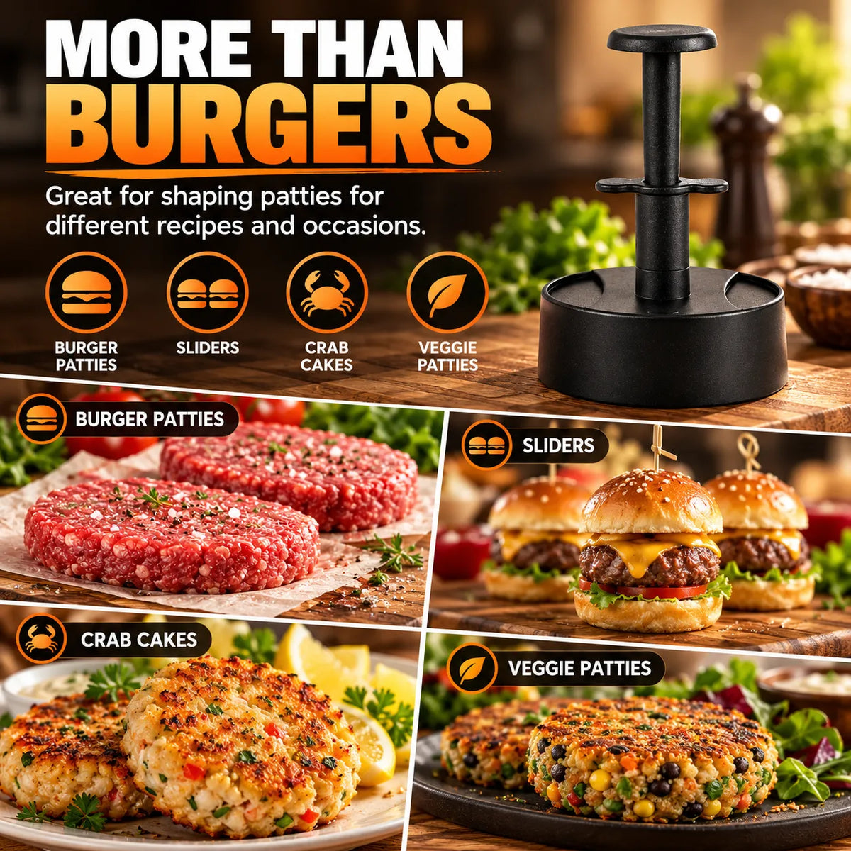 🎁Hamburger Patty Maker with Press Handle – Easy Burger Mold