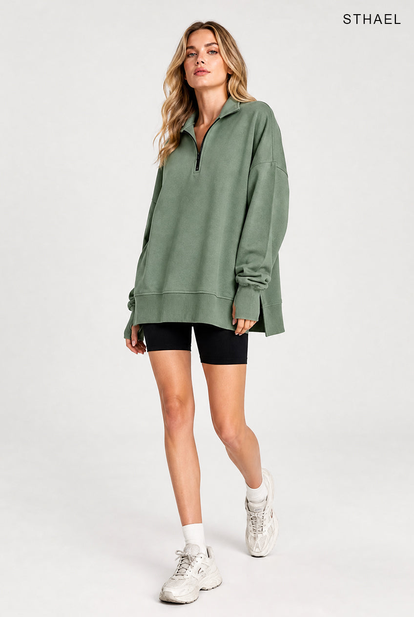 Women's Oversized Quarter Zip Pullover Sweatshirt
