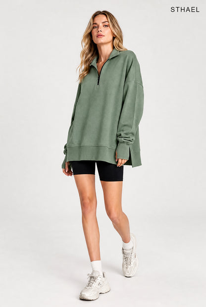 Women's Oversized Quarter Zip Pullover Sweatshirt