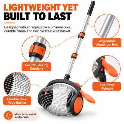🎁Telescoping Nut Gatherer – Adjustable Rolling Nut & Fruit Collector