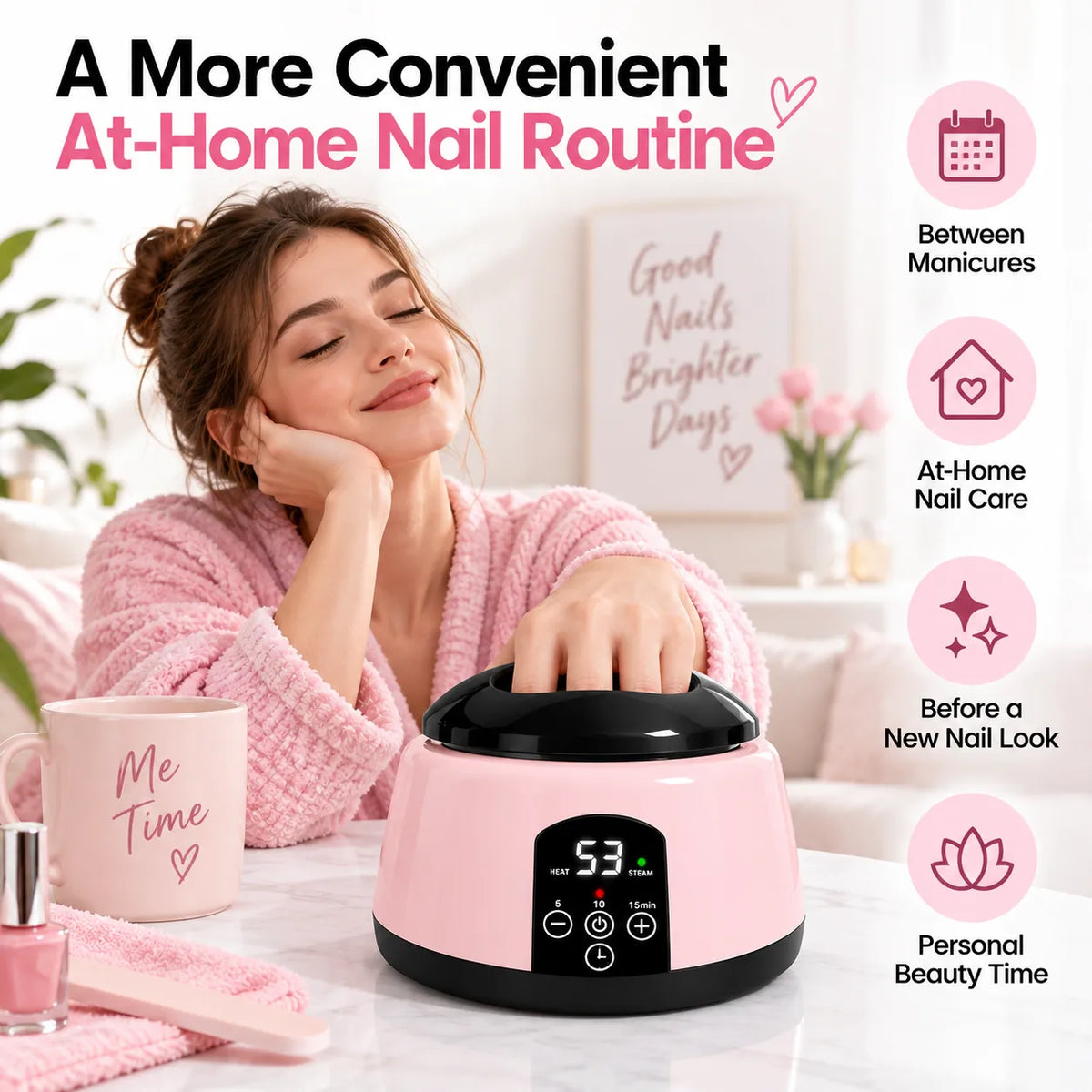 🎁Steam Gel Nail Polish Remover – Adjustable Temperature & Timer for At-Home Nail Care